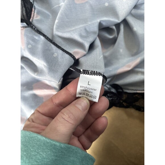 Women’s Red And Black Lips Lingerie Chemise Lace Cut Out Size Large Dress - Picture 8 of 8